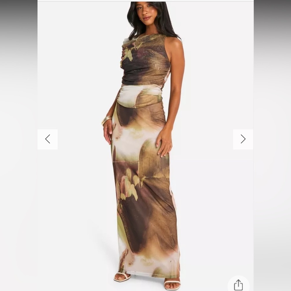 Boohoo Petite Abstract Mesh Maxi Skirt